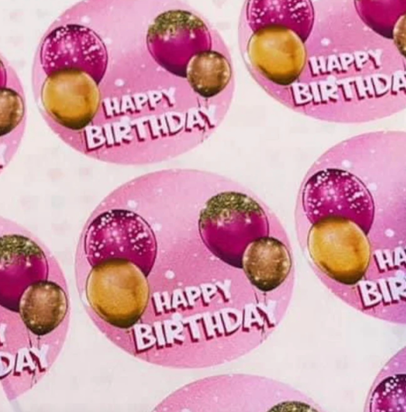 Pink Birthday Stickers