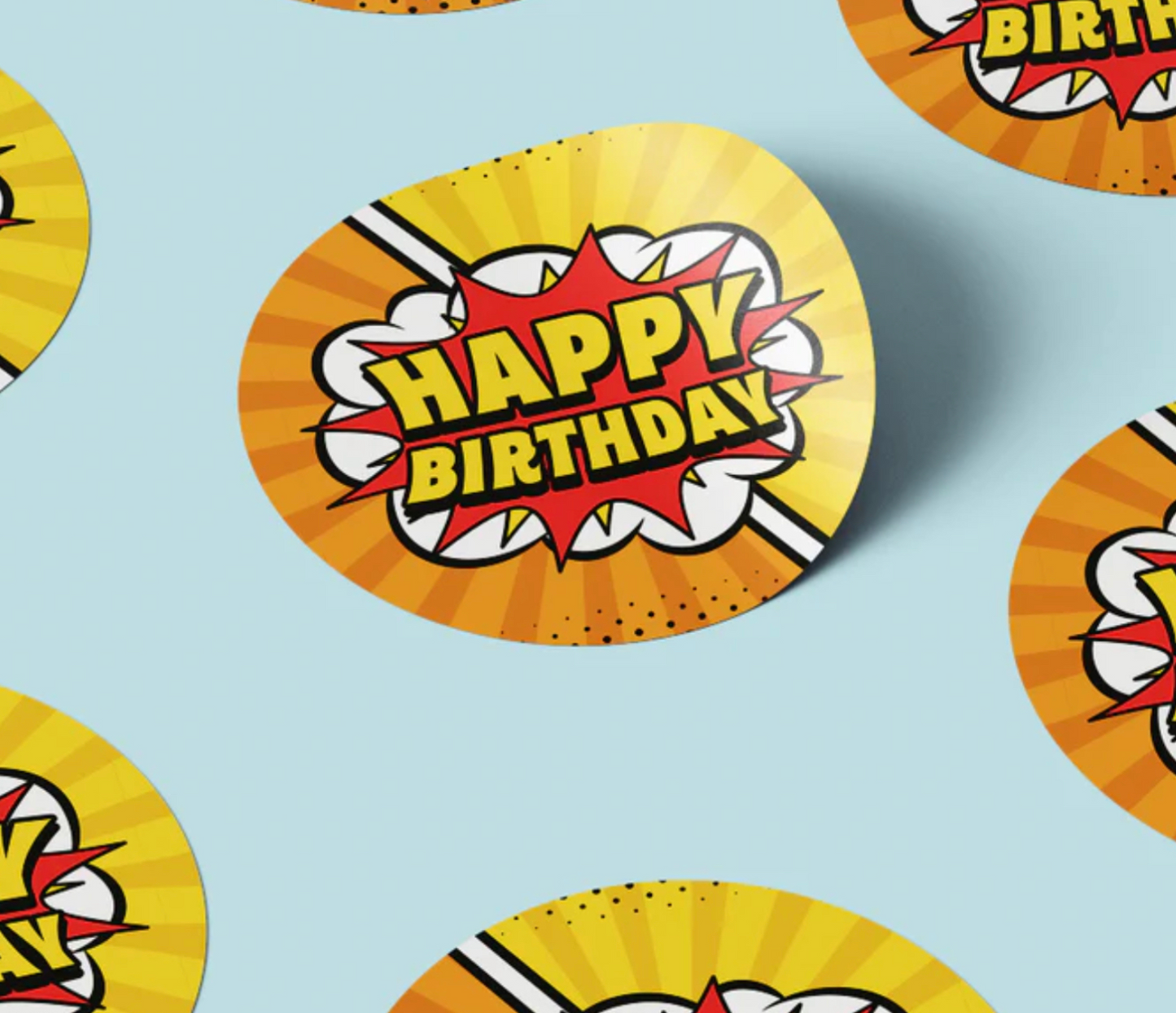 Happy Birthday comic style stickers