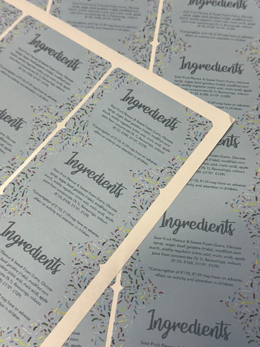 Custom Ingredients Stickers