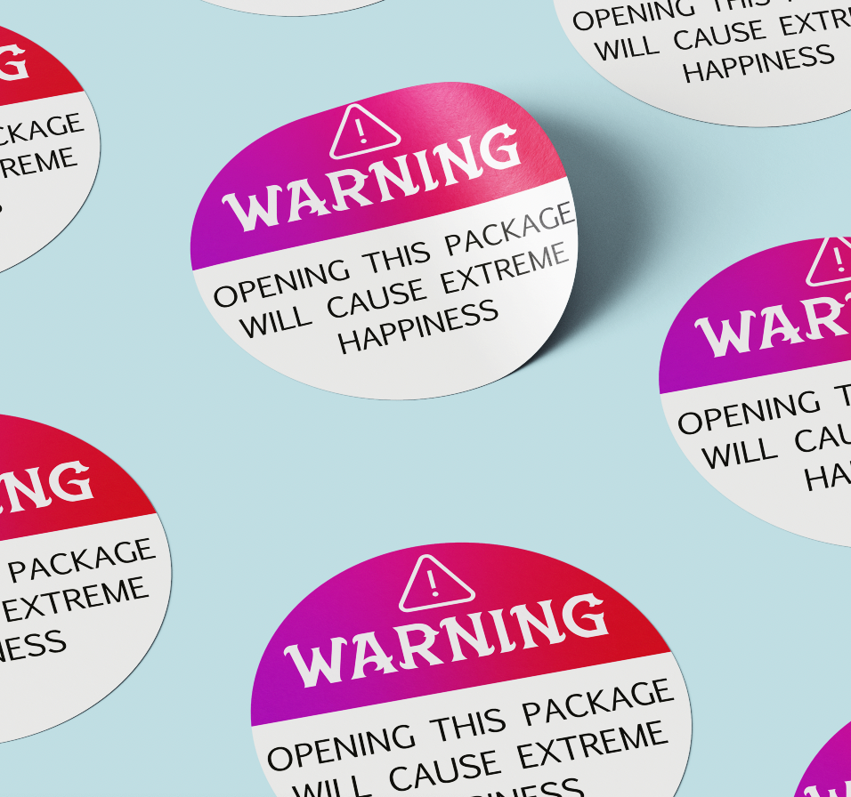Warning Happiness stickers