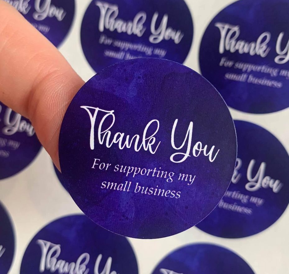 Dark Blue Thank You Stickers