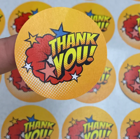 Thank you comic style stickers